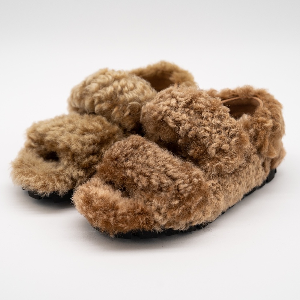 Size 37eu 7 Us Miu Miu Camel Brown Shearling Sand… - image 1